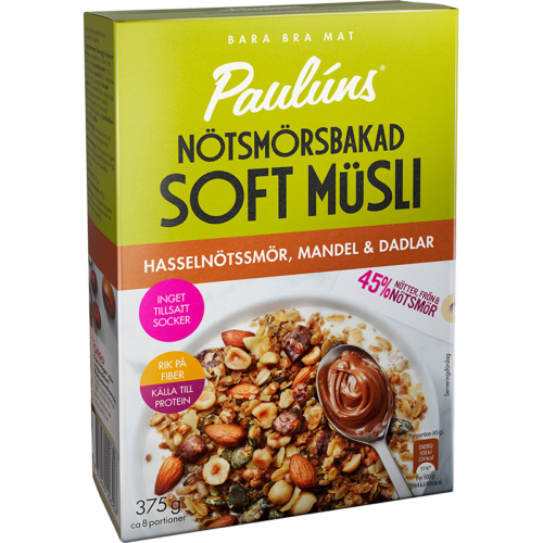 Nötsmörsbakad Soft Müsli Hasselnötssmör